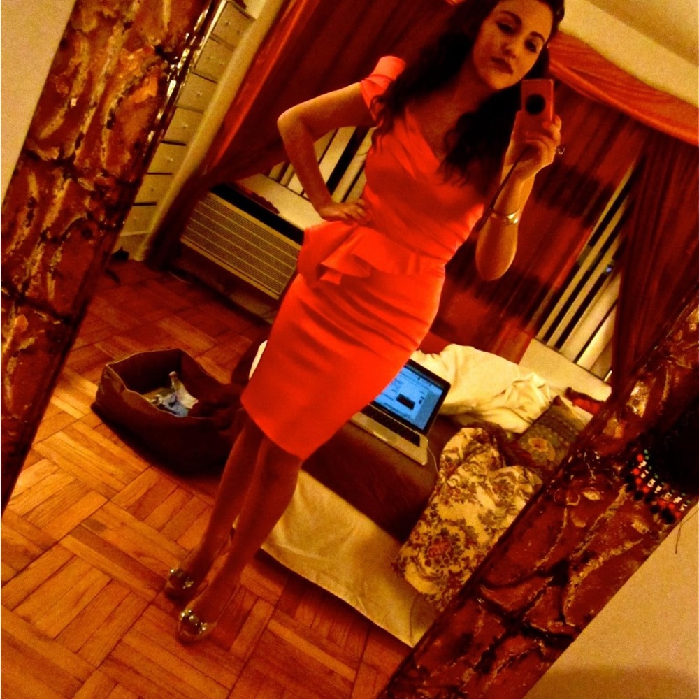 Red Satin Karen Millen dress only worn ONCE!